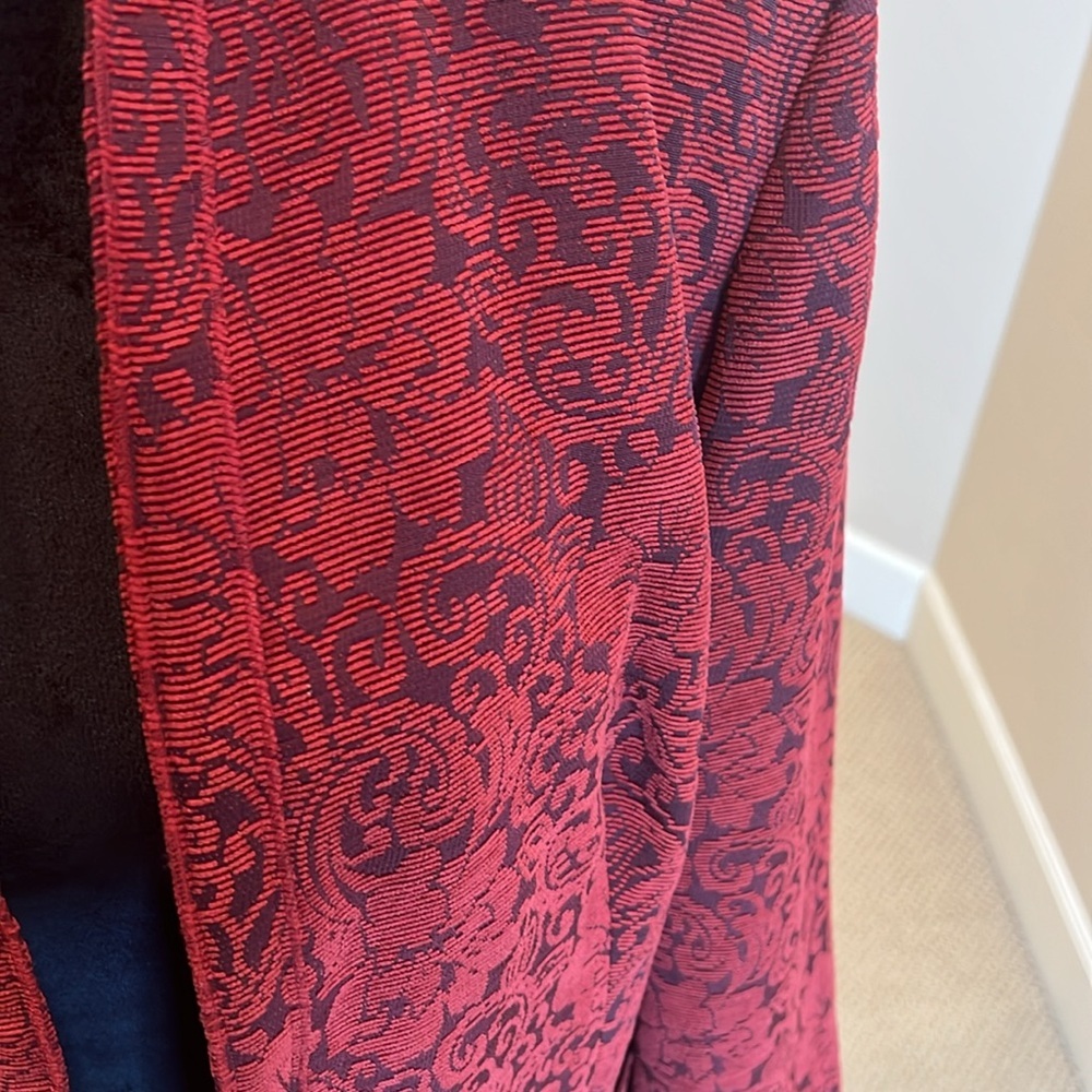 Goldwater Creek Burgundy Chenille Jacquard Jacket Blazer - Picture 2 of 7